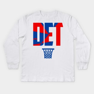 Retro Detroit Basketball DET Kids Long Sleeve T-Shirt